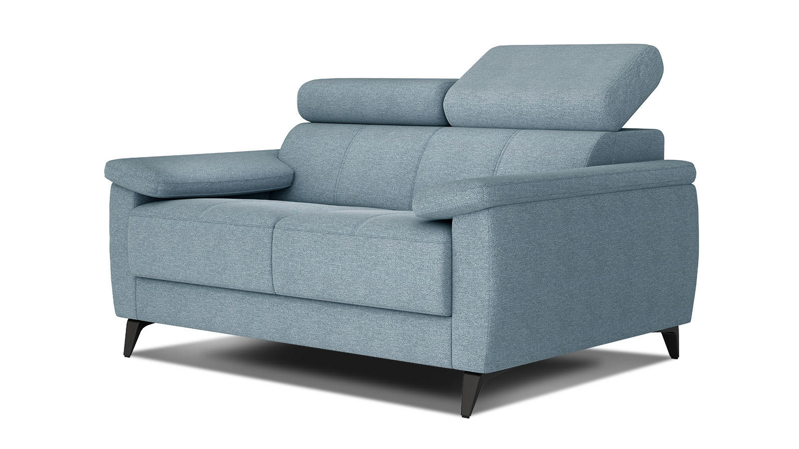 SOFA TAUNUS 2-Sitzer, hellblau - Schwarz/Hellblau, Holzwerkstoff/Textil (141/80/102cm) - Courtois Laville