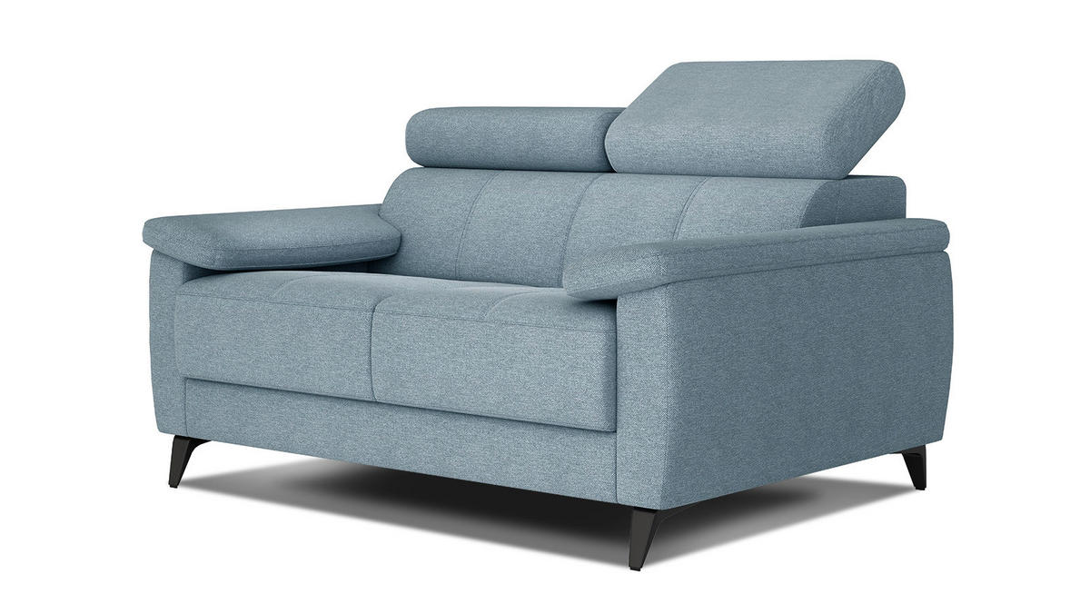 SOFA TAUNUS 2-Sitzer, hellblau - Schwarz/Hellblau, Holzwerkstoff/Textil (141/80/102cm) - Courtois Laville