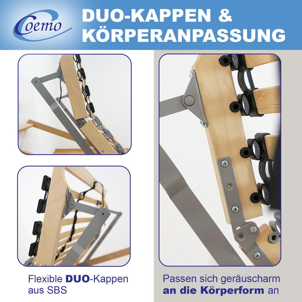 LATTENROST ERGO KF MIT MOTOR 80 x 200 cm Kopf-Fußteil verstellbar, Selbstmontage - Naturfarben, Holz (80/200cm) - Coemo