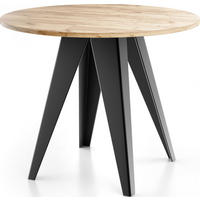 ESSTISCH Glory runder ausziehbarer, Craft Eiche 100-140/100/76 cm - Eiche Wotan/Schwarz, Holzwerkstoff/Metall (100/100/76cm) - WFL GROUP