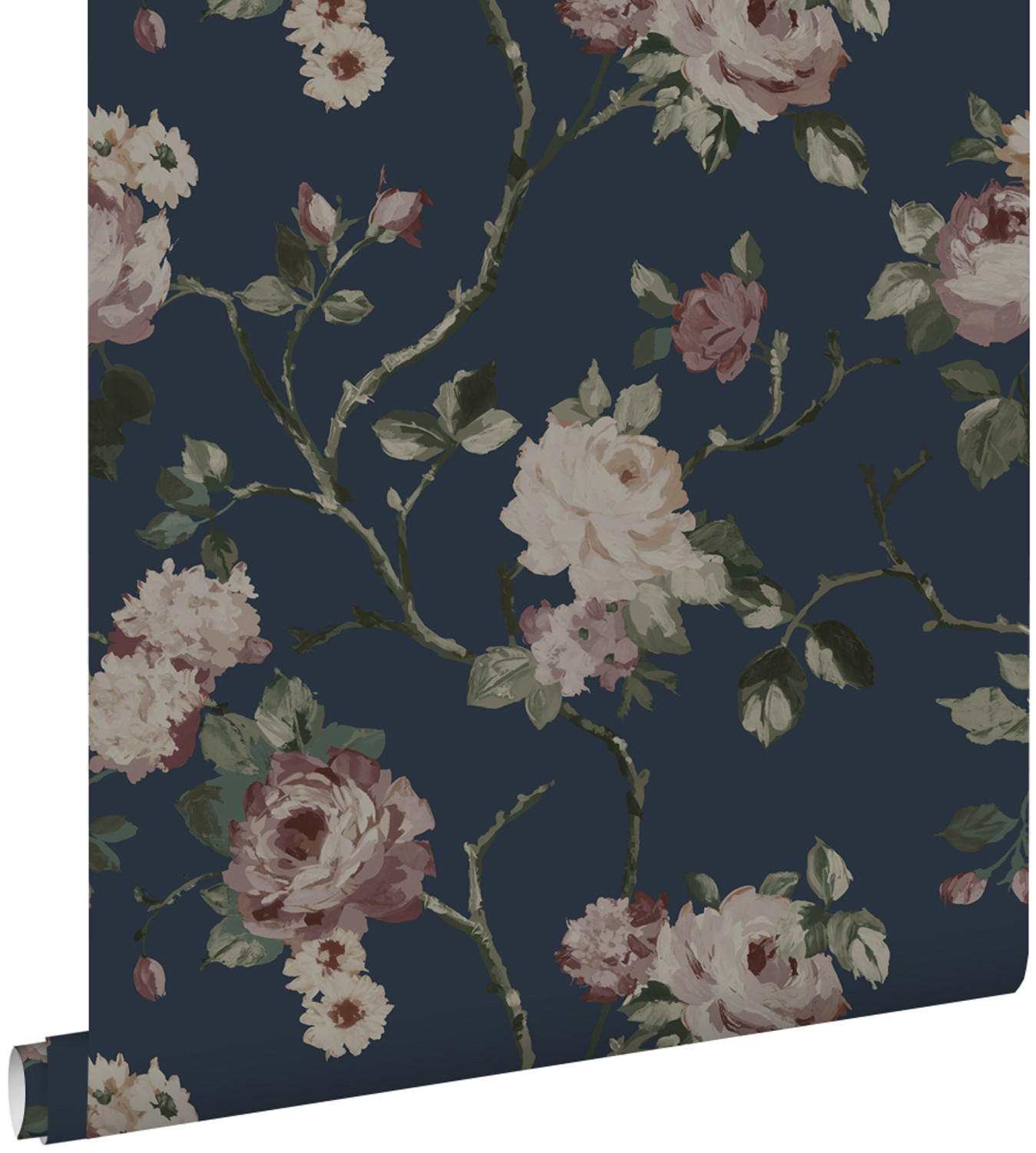 TAPETE Blumenmuster 53 cm x 10.05 m - Blau, Papier (53/1000cm) - ESTAhome