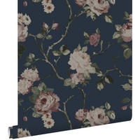 TAPETE Blumenmuster 53 cm x 10.05 m - Blau, Papier (53/1000cm) - ESTAhome