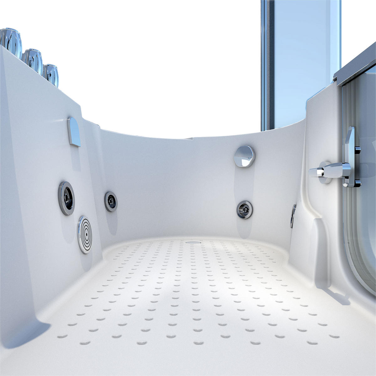 SENIORENDUSCHE Wanne mit Whirlpool S12D-TH-WP-L-EC 170x85cm - Weiß, Glas/Kunststoff (85/200/170cm) - AcquaVapore by Sandra Jentho