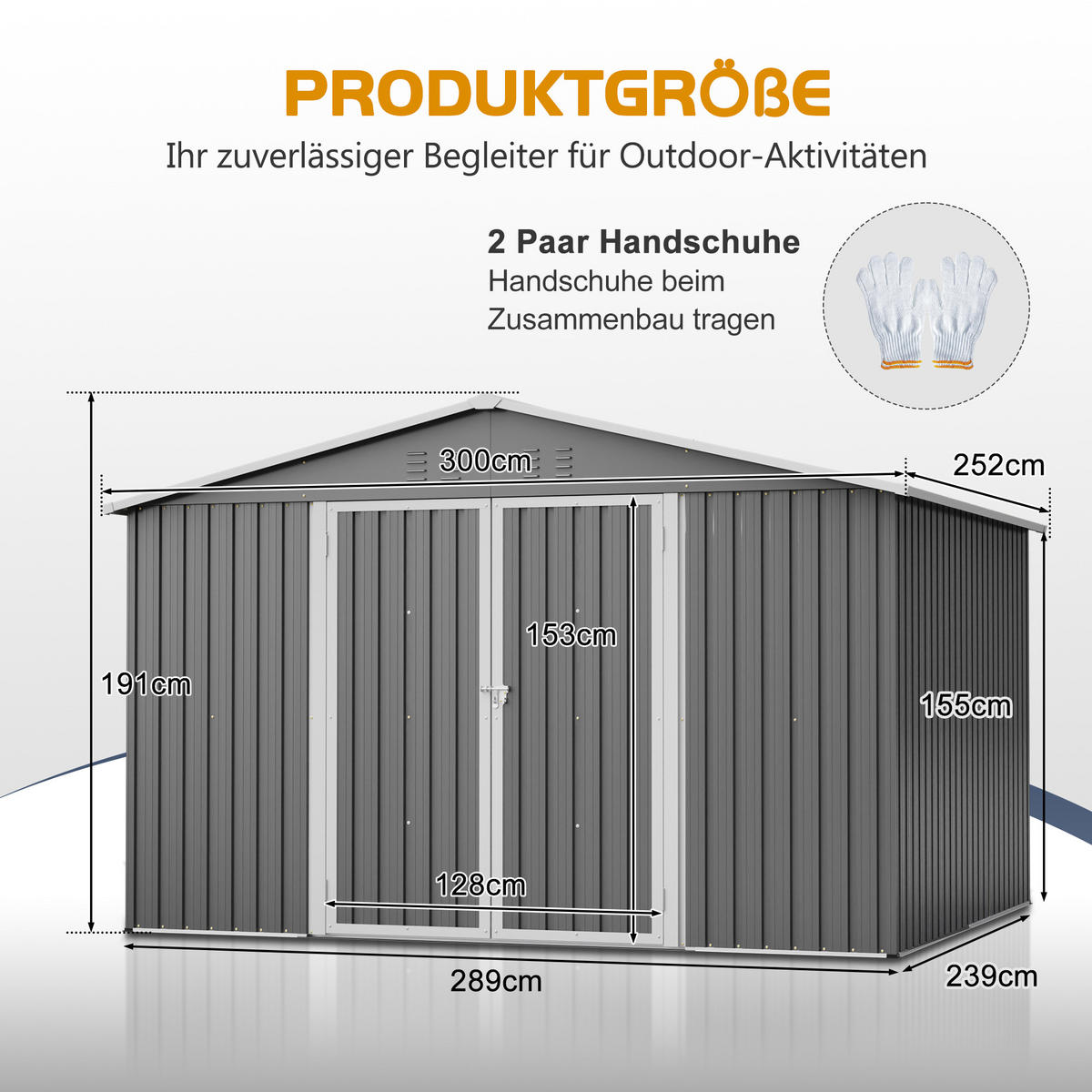 GERÄTESCHUPPEN METALL XXXL 300x252x191 cm Grau - Grau, Metall (252/191/300cm) - ComfortXL