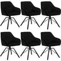 ESSZIMMERSTUHL 6er Set, Samt Sessel, Schwarz - Schwarz, Textil/Metall (57/83.5/53cm) - Woltu