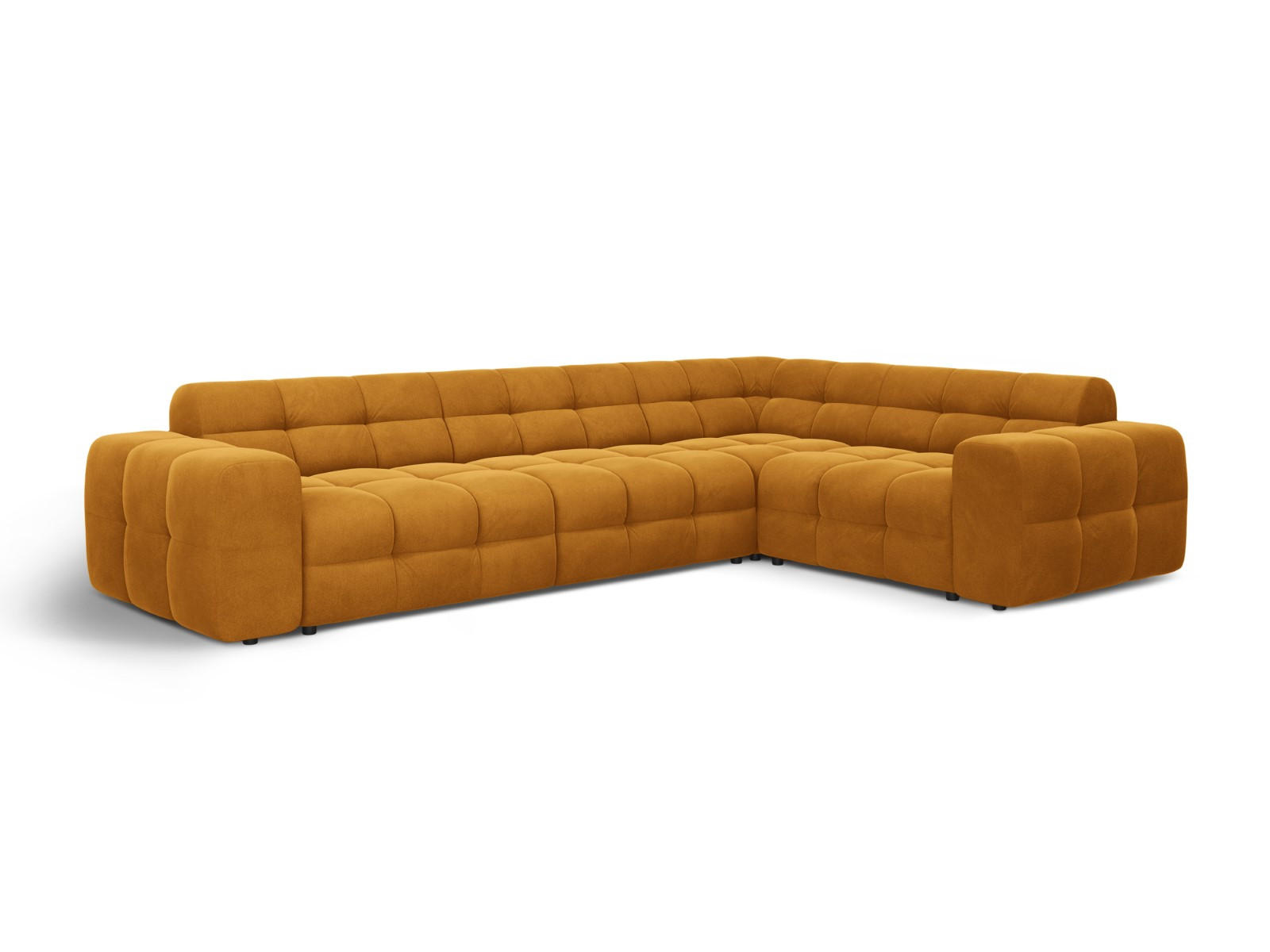ECKSOFA rechts Kendal aus Samt senf 6 Sitzplätze - Dunkelgelb, Textil (231/332cm) - Micadoni