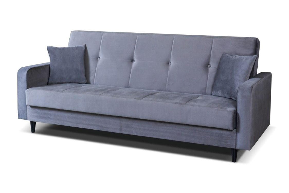 SOFA Luna 213cm im skandinavisches Stil, mit Schlaffunktion und Bettkasten, grau - Grau, Kunststoff (213/92/94cm) - Margaret Hadas24