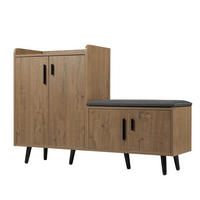 SCHUHSCHRANK Schuhbank 120x34x82 cm Metallgriffe Braun - Braun, Holz (120/82/34cm) - Kaket