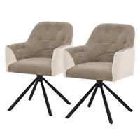 ESSZIMMERSTÜHLE 2er Set drehbar Küchenstühle gepolstert aus Webstoff-Kunstleder Beige - Beige/Schwarz, Textil/Metall (62/87/65cm) - ML-DESIGN