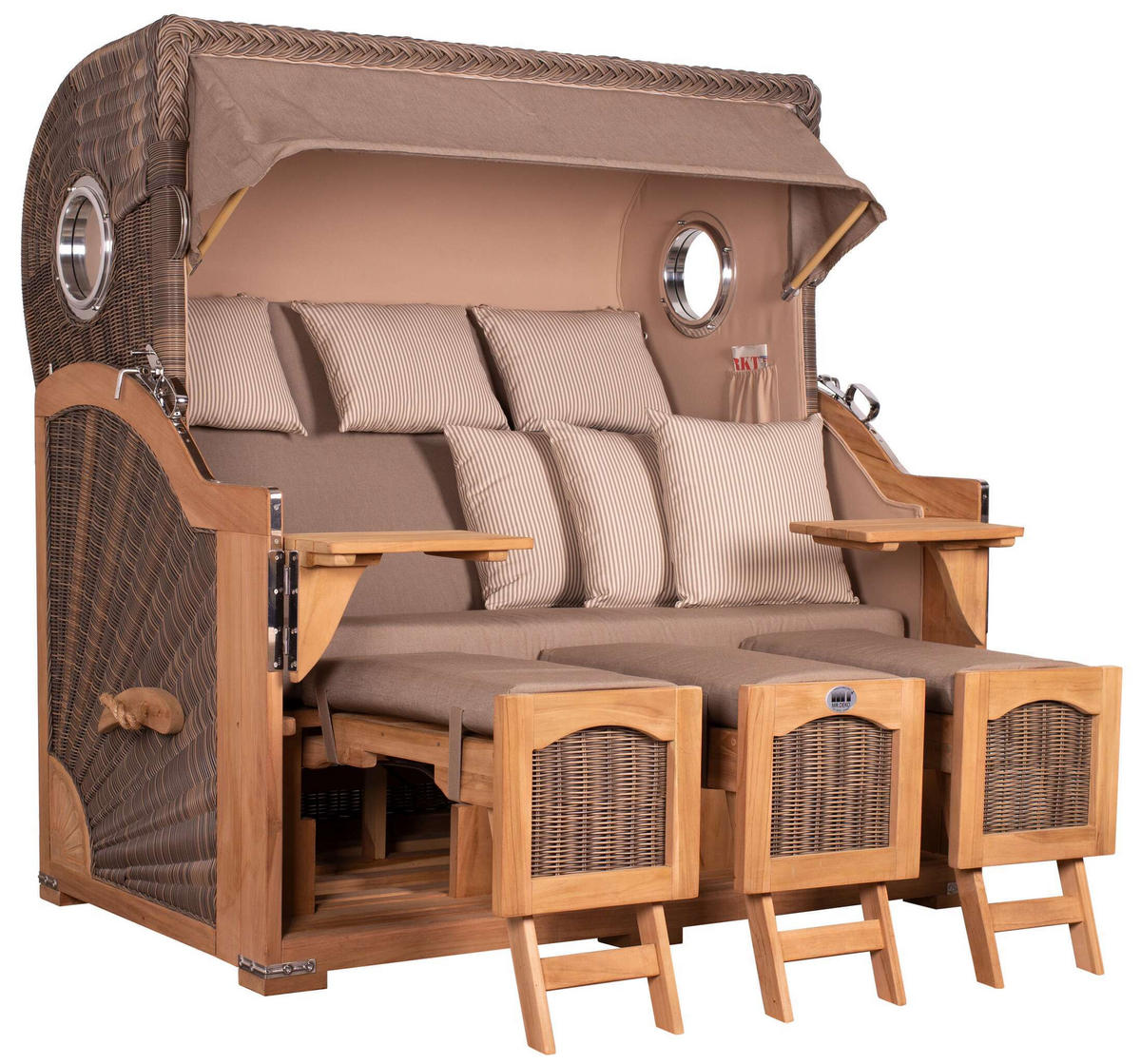 STRANDKORB Komplettset Düne Grande XXL - Braun, Naturmaterialien/Metall (170/170/95cm) - Mr. Deko