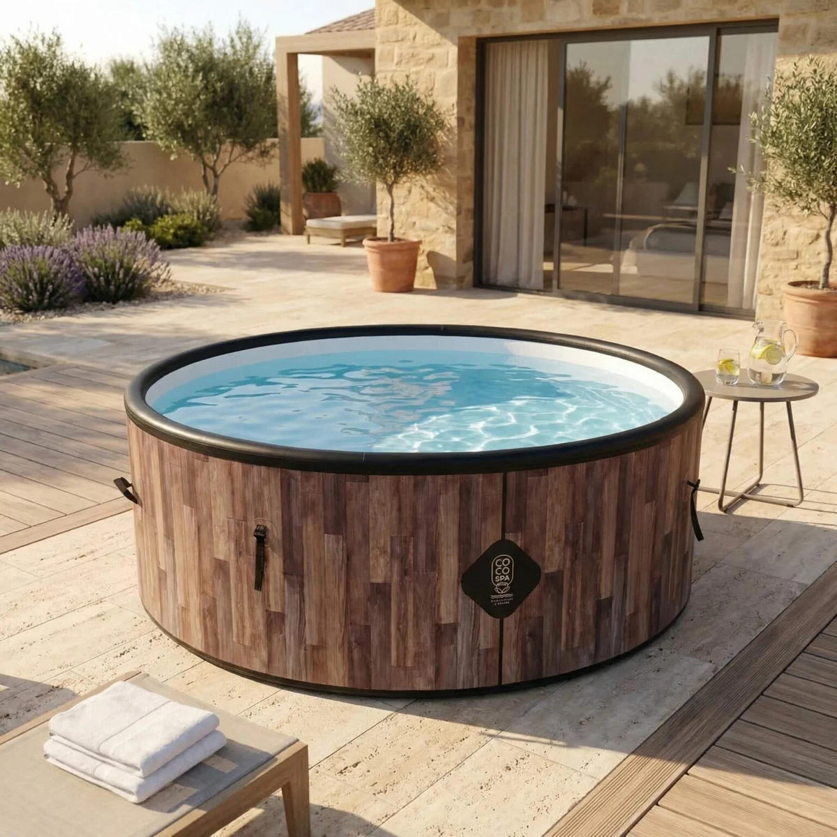 POOL Aufblasbar Fidji - Durchmesser 180 cm - 1100 Liter - 4 Personen - Braun, Kunststoff (180/70/70cm) - COCO SPA