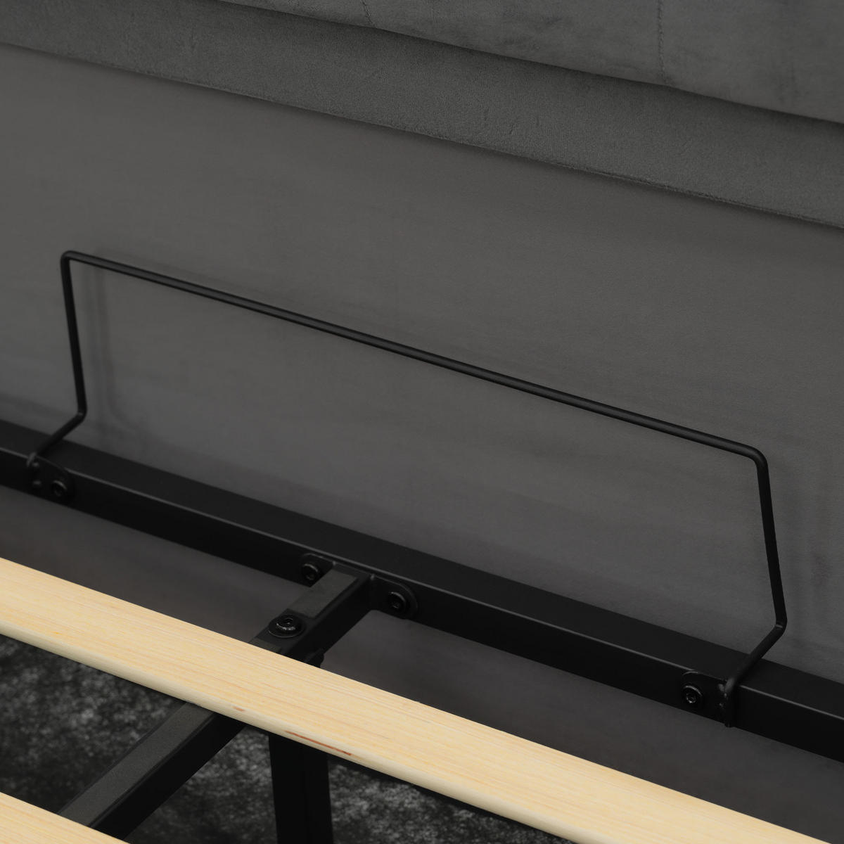 POLSTERBETT aus Samt 140x200 cm in Grau mit LED & USB-/Type-C-Ladestation - Grau, Textil (140/200cm) - Modfu