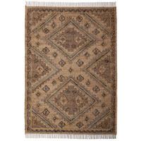 TEPPICH aus Jute handgewebt mit Fransen BERMEO in Natur, im Vintage-Stil, 140 x 200 cm - Beige, Textil (140/200cm) - KADIMA DESIGN
