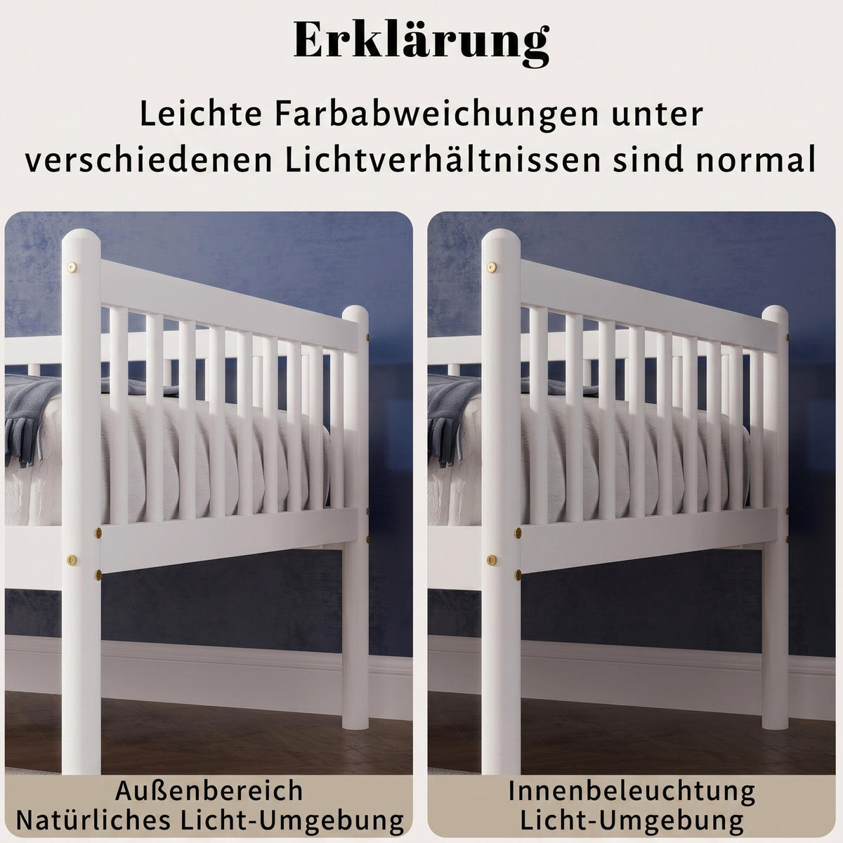 TAGESBETT 90/200 cm DE-32896 mit 3-seitigem Geländer Weiß - Weiß, Holz (90/200cm) - ComfortXL