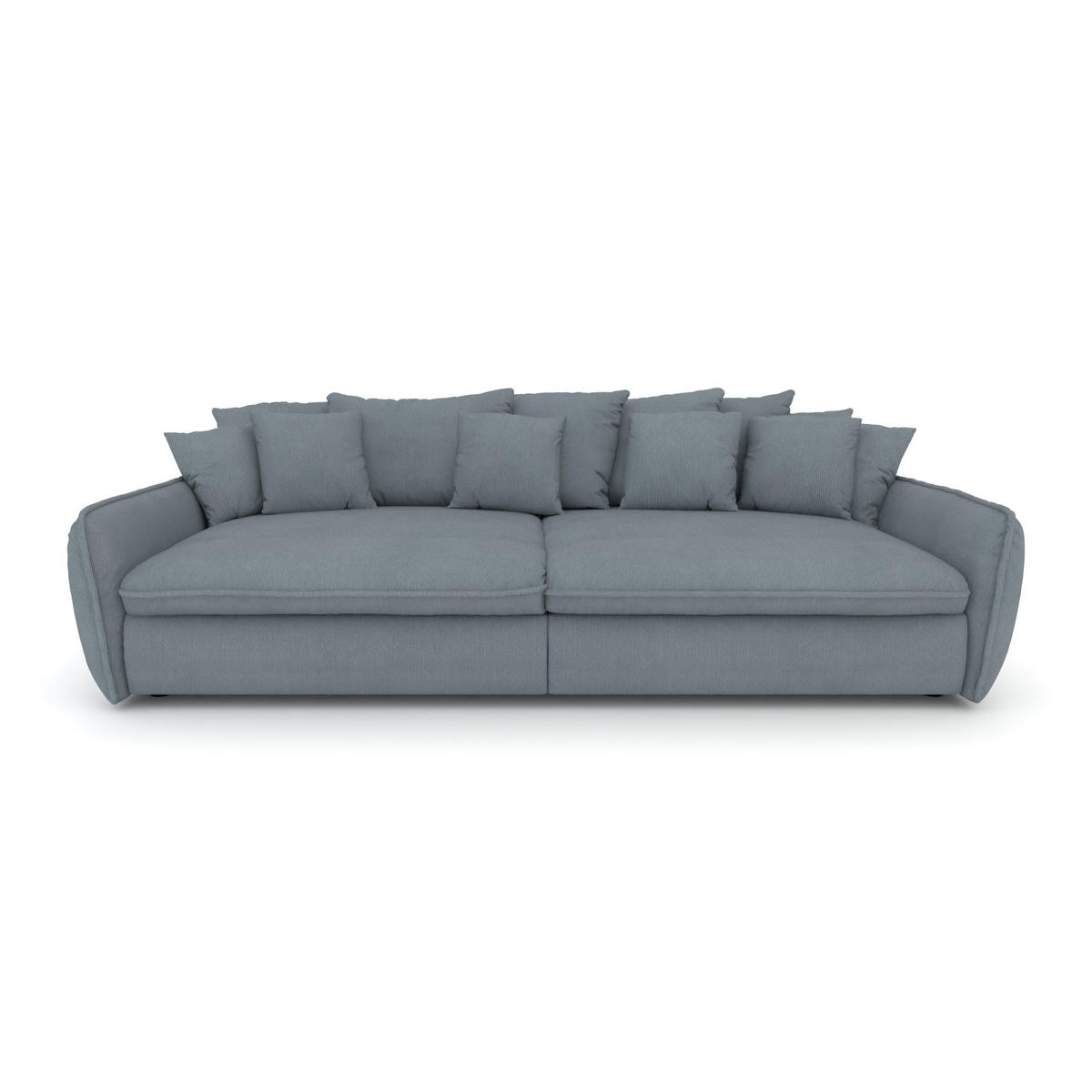 BIGSOFA Hereford XXL Cord Blau inkl. 12 Kissen 274/131/61 cm - Grau, Kunststoff/Textil (274/61/131cm) - foamnova