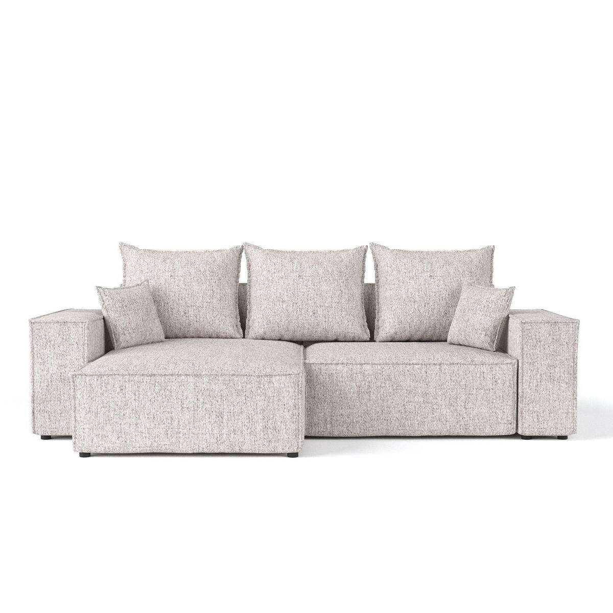 ECKSOFA SENSO mit Schlaffunktion Beige im Neve Stoff - Beige/Schwarz, Holz/Holzwerkstoff (255/148cm) - AltaBeds