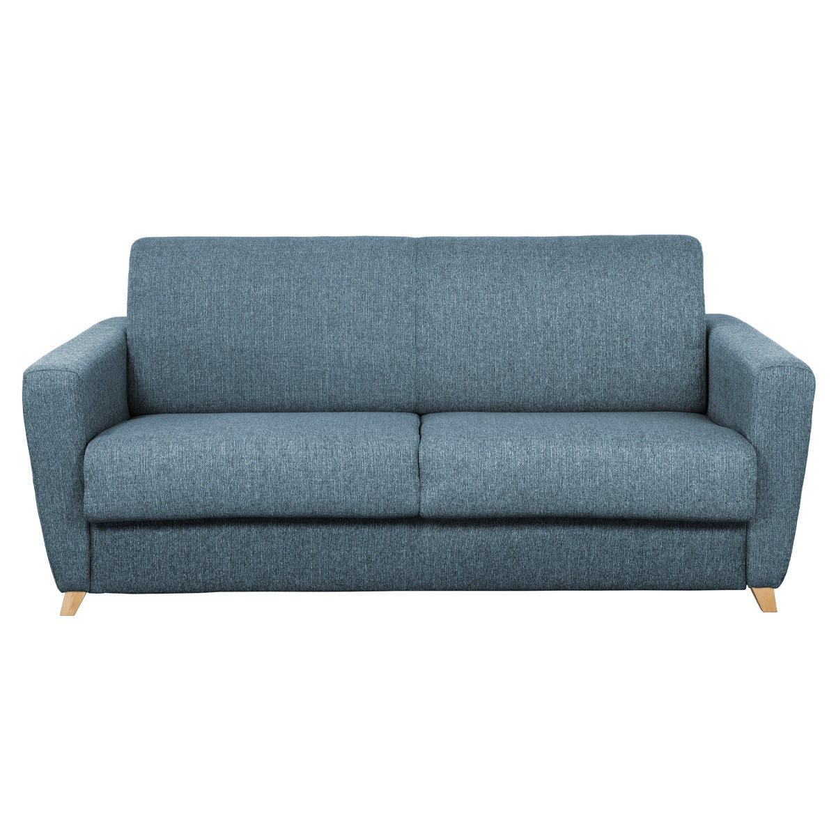 SCHLAFSOFA Skandinavisch Blau Holz GRAHAM - Blau, Textil (100/88/195cm) - Miliboo