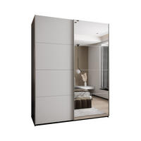 SCHWEBETÜRENSCHRANK 245,5/190/64 2-türig - Silberfarben/Schwarz, Holz/Metall (190/245/64cm) - Abiks Möbel
