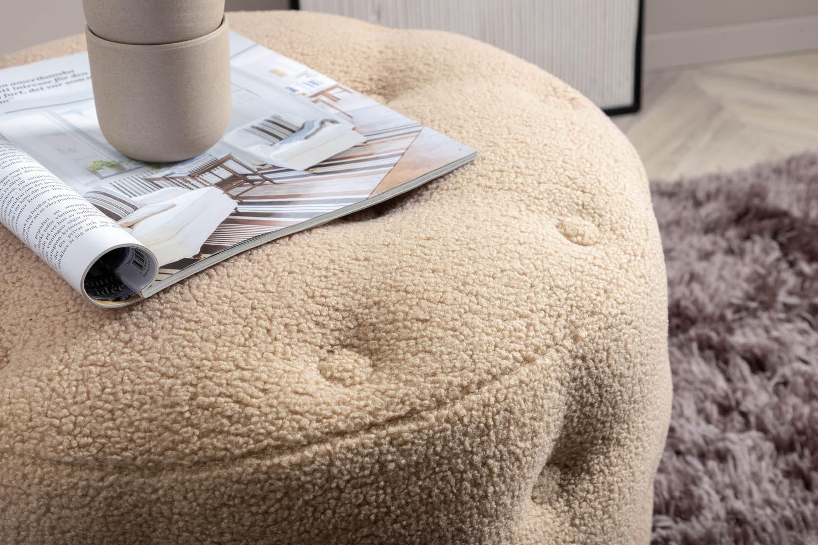 POUF beige - Beige, Holzwerkstoff (55/44/55cm) - ebuy24
