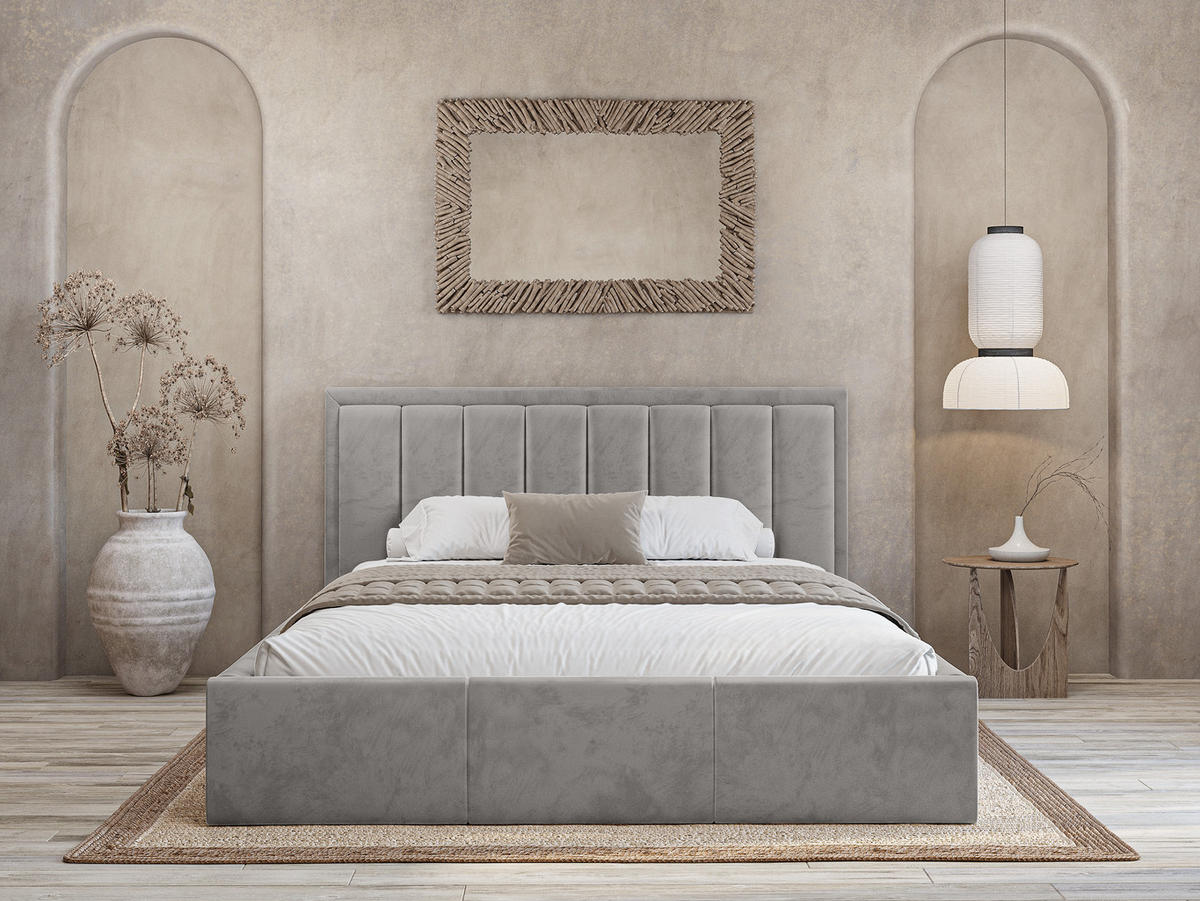 POLSTERBETT Sitia 140x200 cm, Hellgrau - Hellgrau, Textil (140/200cm) - Fedve