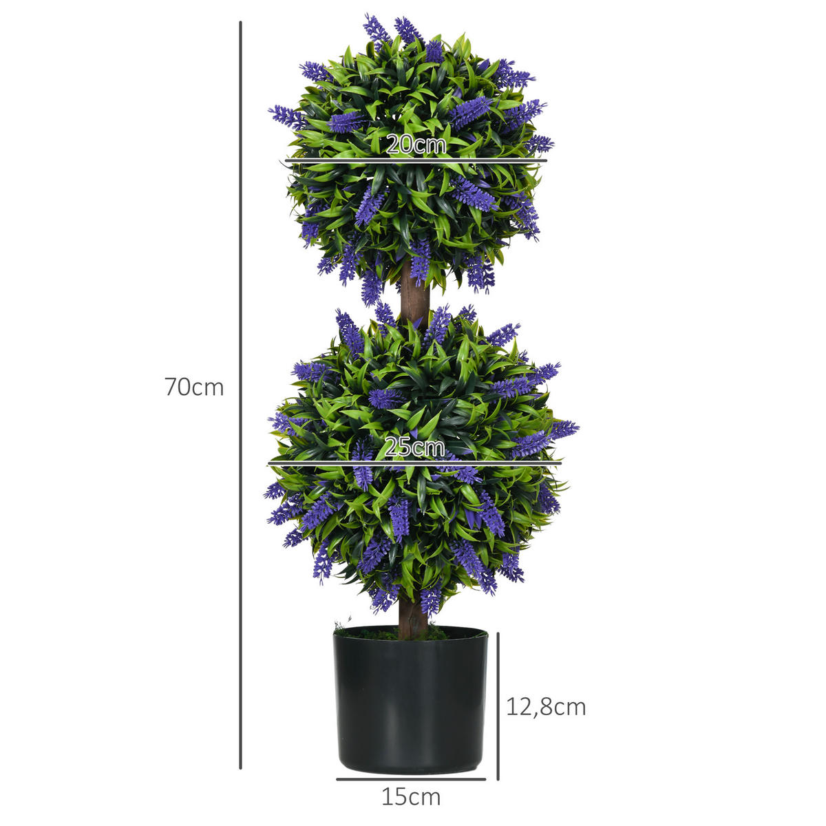 KÜNSTLICHE Pflanzen, PE, Stahl, Grün - Grün, Kunststoff (70cm) - HOMCOM