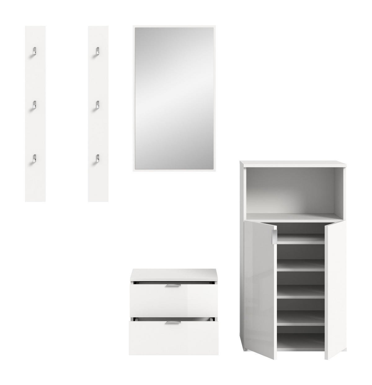 GARDEROBE Systemmöbel Projekt X 5tlg. Kombination , ca.179x191x37 cm - Weiß, Holzwerkstoff (179/191/37cm)