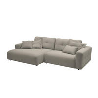 ECKSOFA XL MIKA Grau Cord - Greige/Schwarz, Kunststoff/Textil (296/167cm) - KAWOLA