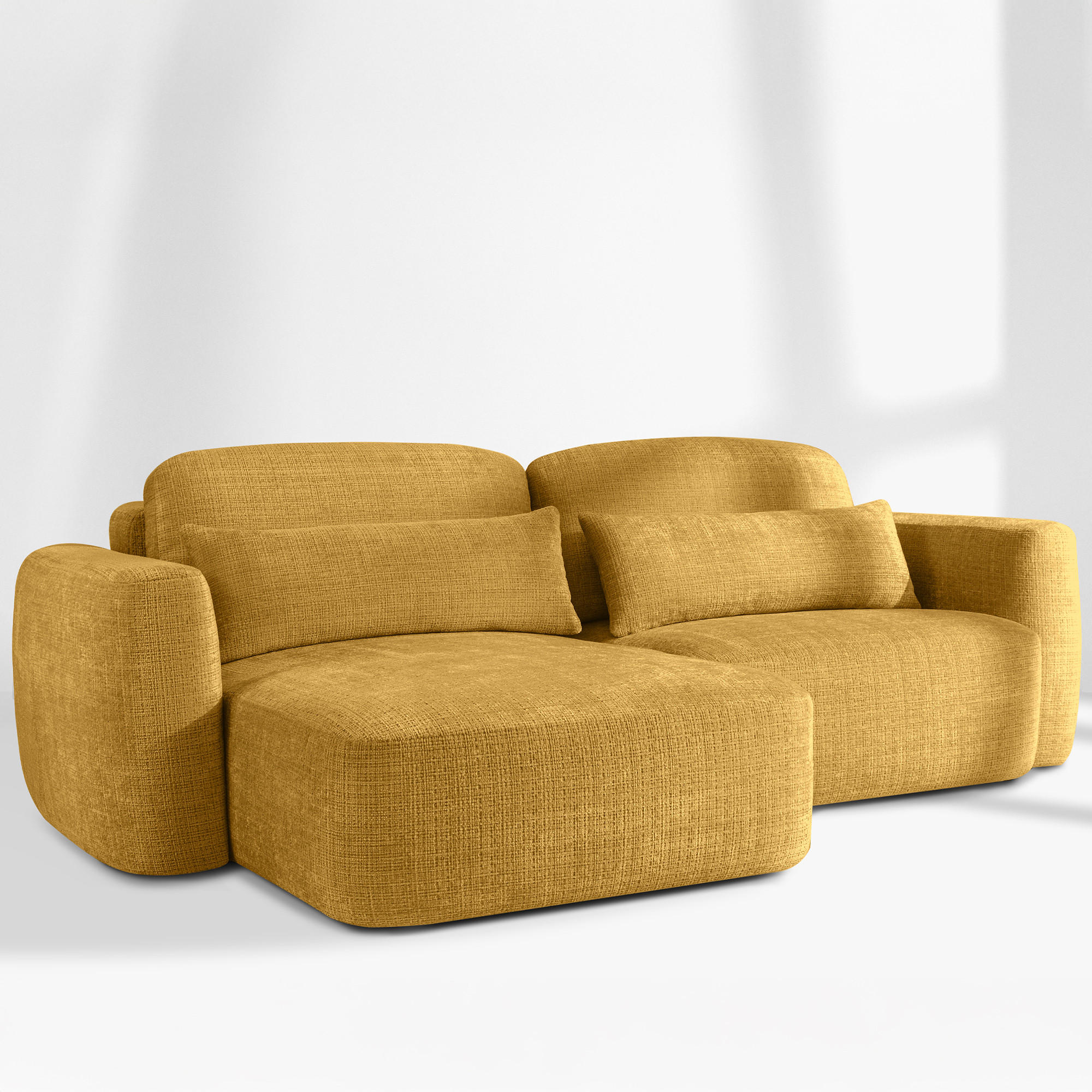 SITZGARNITUR ELOSA - Gelb, Holz/Textil (245/85/165cm) - KONSIMO®