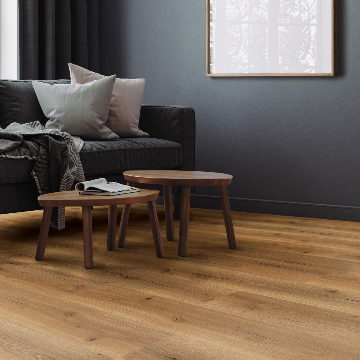 VINYLOVÁ PODLAHA s klikovým systémem 1,54 m²/7 lamel, PVC podlahová krytina, dub rustikální, vzhled dřeva - divoký dub, plast/umělá hmota (122/18/0.42cm) - ML-DESIGN