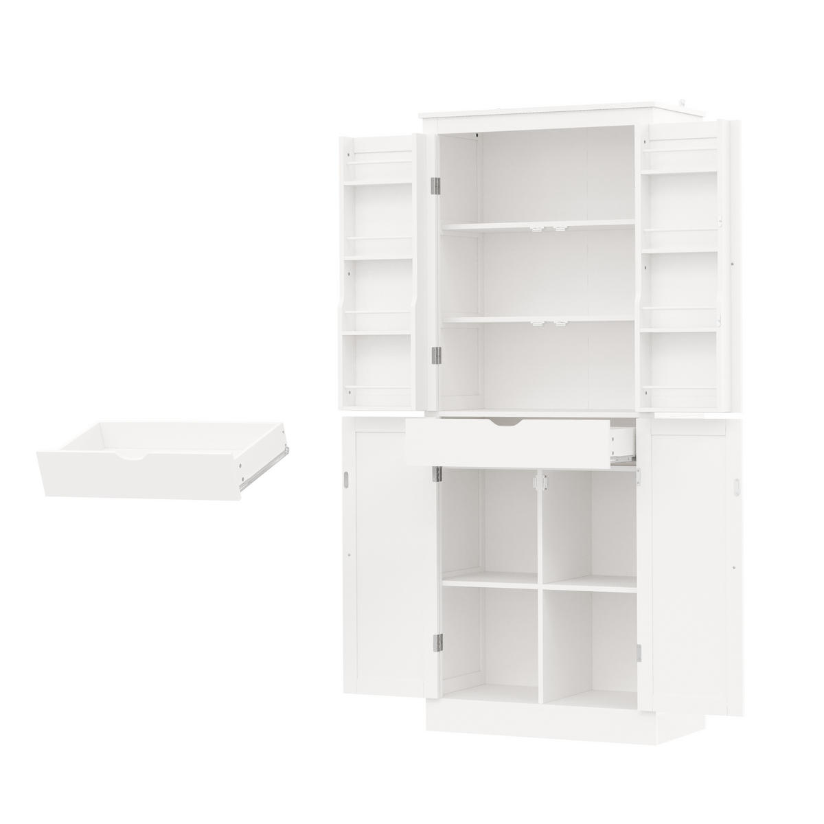 BUFFETSCHRANK Weiß 75/40/182 cm - Weiß, Holz (75/180/40cm) - PANGIVO