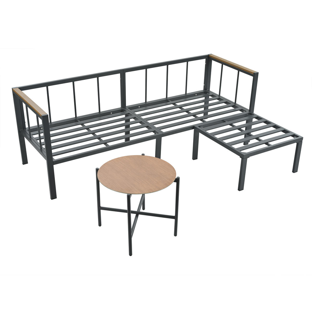 GARTENSET 182x63x62cm grau aus Stahl und Glas, wasserdicht - Grau, Textil - Modfu