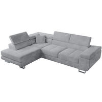 ECKSOFA Anton mit Schlaffunktion Grau Cord - Silberfarben/Hellgrau, Textil/Metall (142/275cm) - Bromarkt