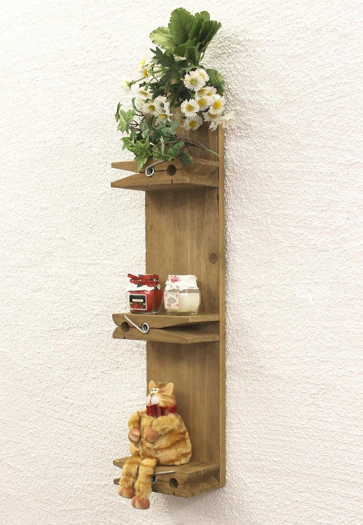 WANDREGAL Wäscheklammer 3 Ablagen Holz 14,5/9/64 cm - Braun, Holz (14.5/64/9cm) - DanDiBo