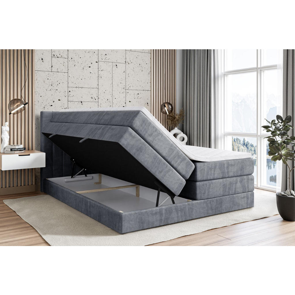 Thumbnail - Altdecor Boxspringbett, Grau, Holzwerkstoff, Höhe ca. 20 cm, 160x200 cm, Schlafzimmer, Betten, Boxspringbetten