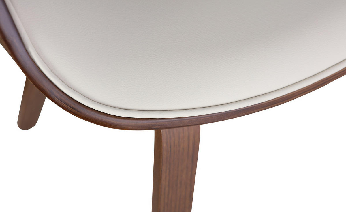 STUHL Lederlook Creme - Eukalyptusholzfarben/Creme, Holz/Textil (62/76/52cm) - CLP