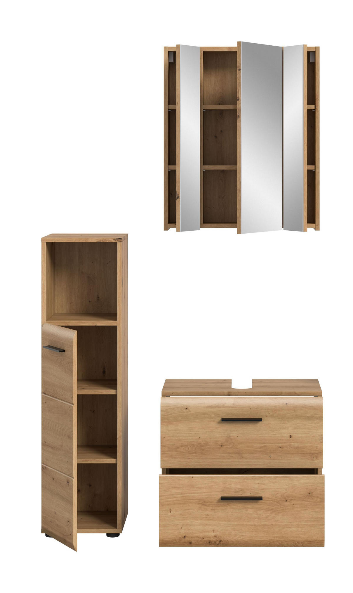 BAD-SET ICE 3-tlg. (B/H/T: ca. 105/185/30 cm) in Artisan Oak Nachbildung/Artisan Oak Nachbildung - Eiche Artisan, Holz (105/185/30cm)
