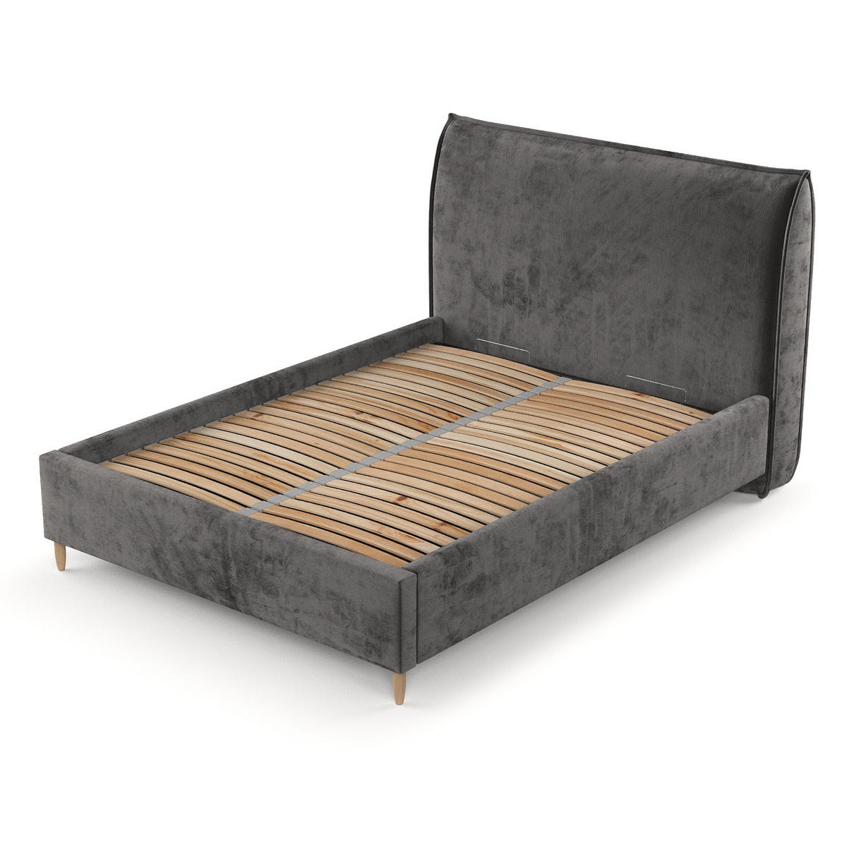 POLSTERBETT Mira 120/200 cm Anthrazit im Lotta Stoff - Anthrazit/Naturfarben, Holz/Holzwerkstoff (120/200cm) - AltaBeds