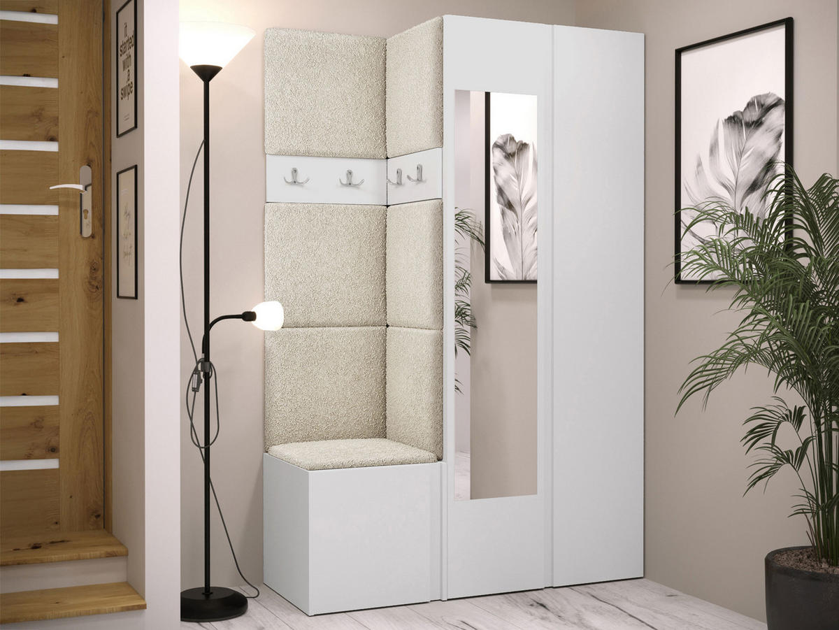 GARDEROBEN-SET Orion XXVI - Creme/Weiß, Holzwerkstoff/Kunststoff (116/186/46cm) - MIRJAN24