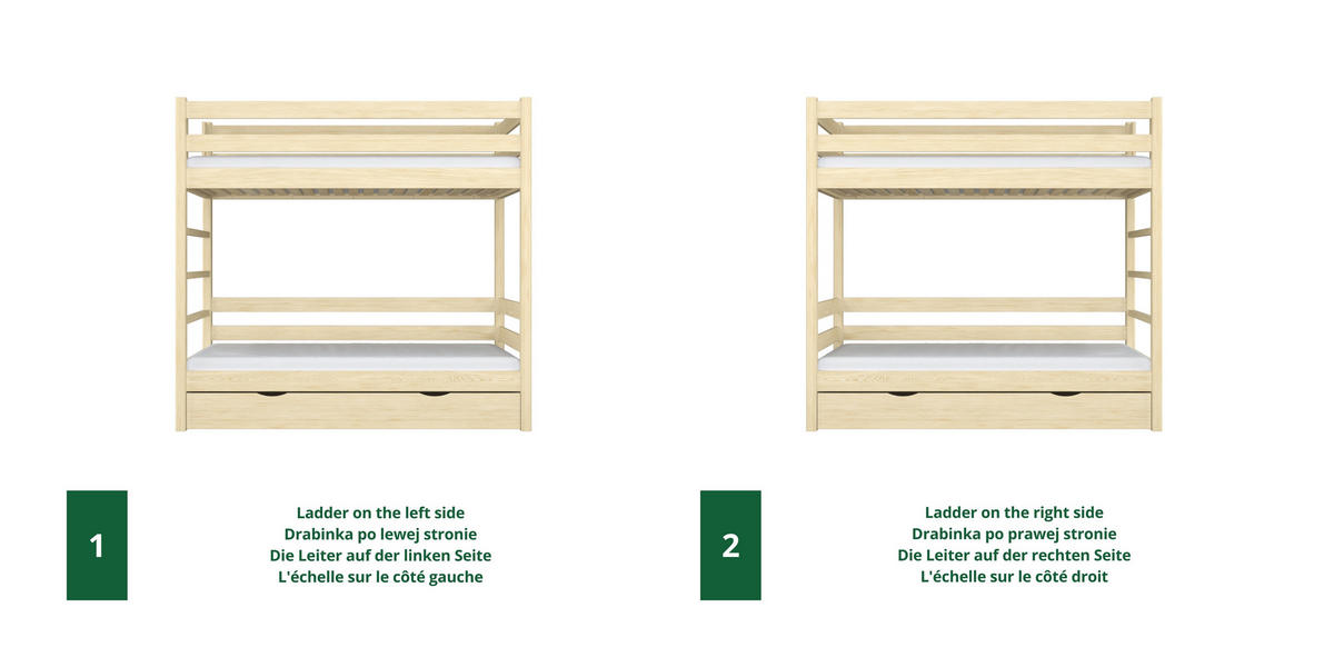 ETAGENBETT N03 mit Matratzenschublade Klare Kiefer 120/190 - Hellbraun/Braun, Naturmaterialien/Holz (120/190cm) - N-Wood
