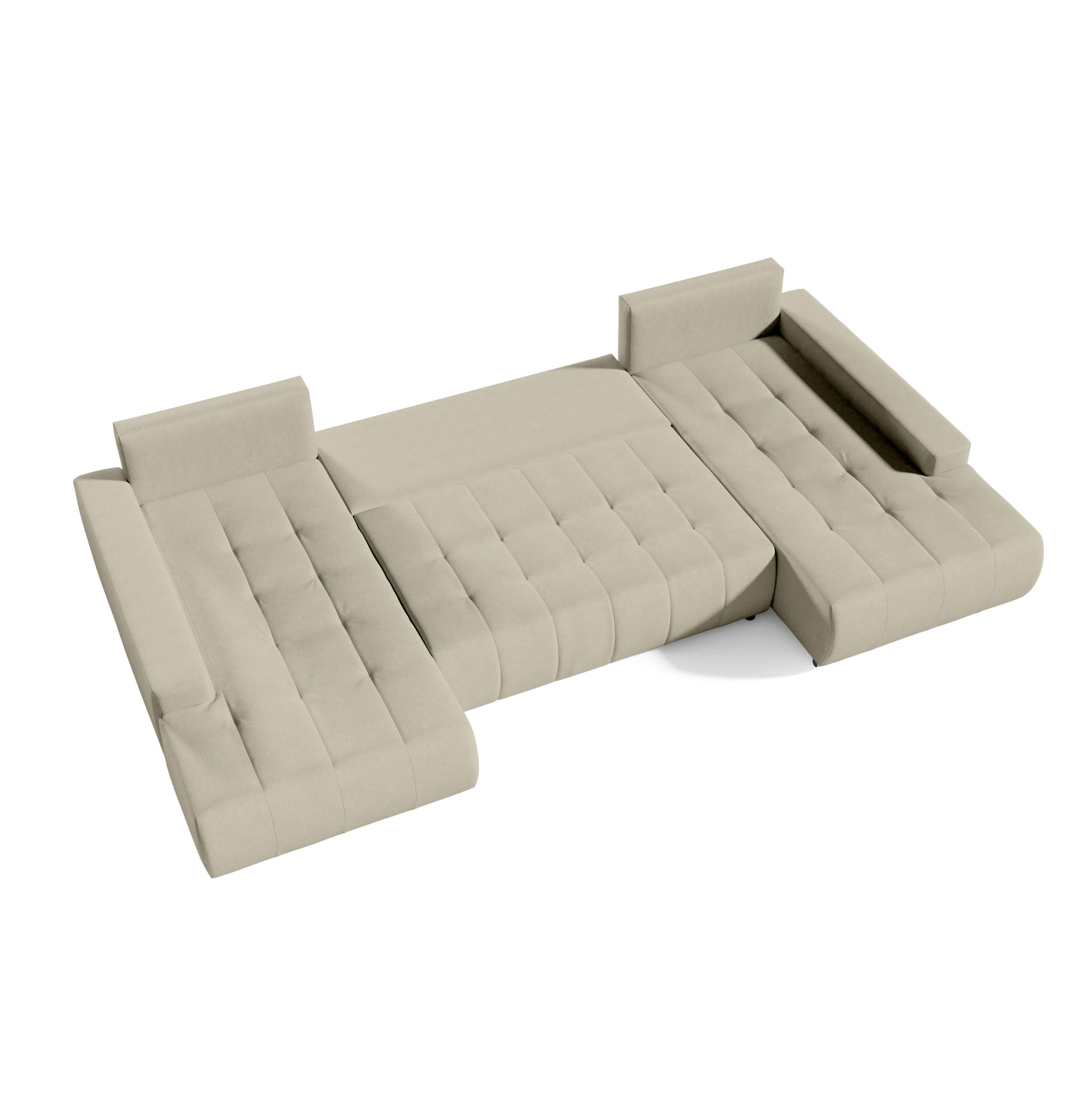 WOHNLANDSCHAFT mit Schlaffunktion Dhaka U, Vanille - Beige, Textil (185/85/350cm) - Fedve