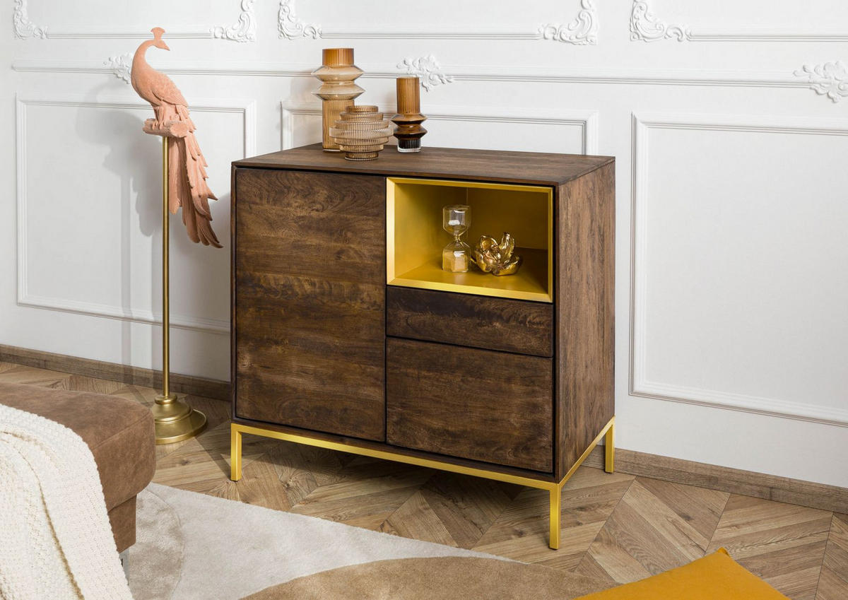 KOMMODE Mango 90x45x85 braun geölt CHICAGO #108 - Braun, Holz (90/85/45cm) - Massivmoebel24