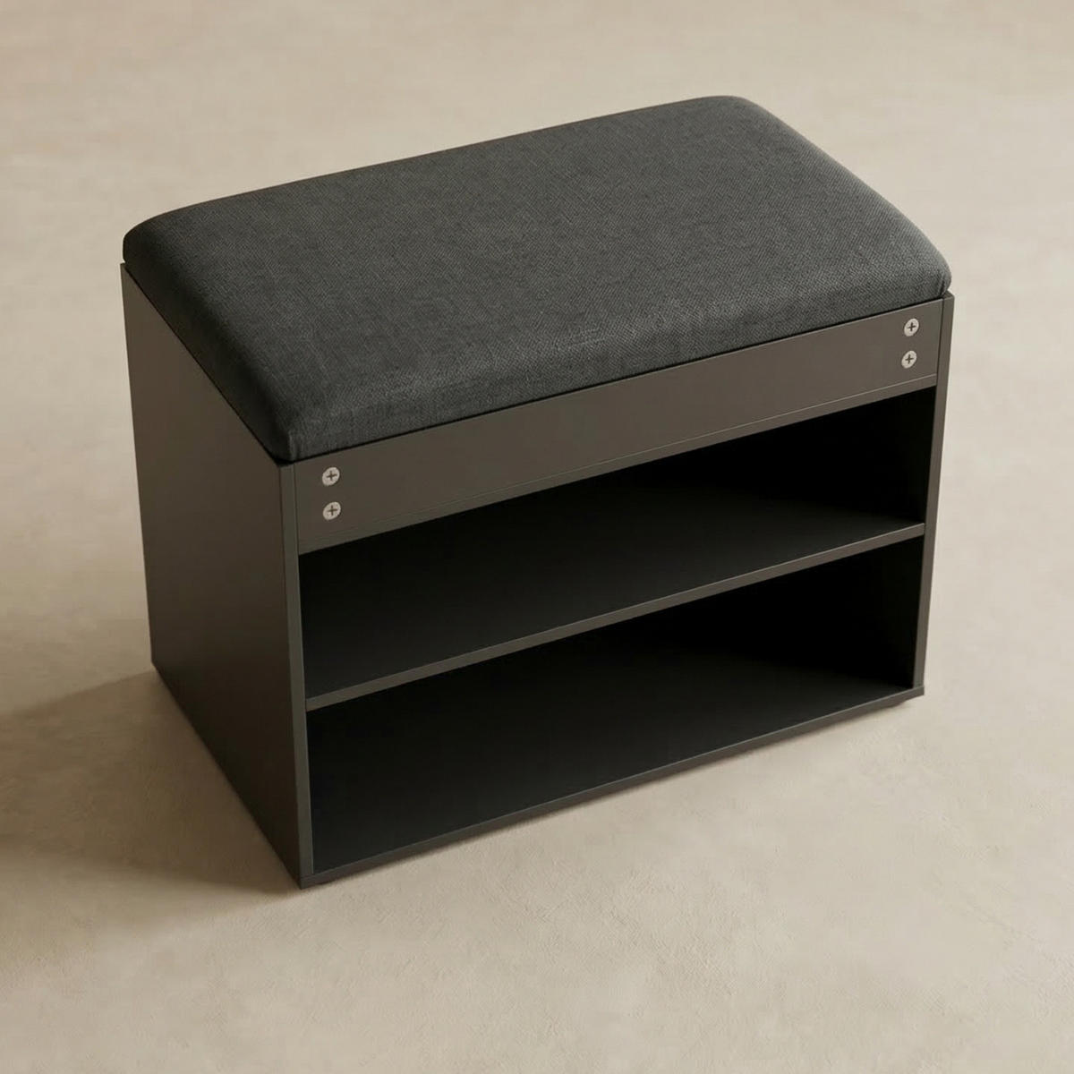 SCHUHSCHRANK Vira 60/50/35 cm Sitzbank - Schwarz, Holzwerkstoff (60/50/35cm) - BOXIMO