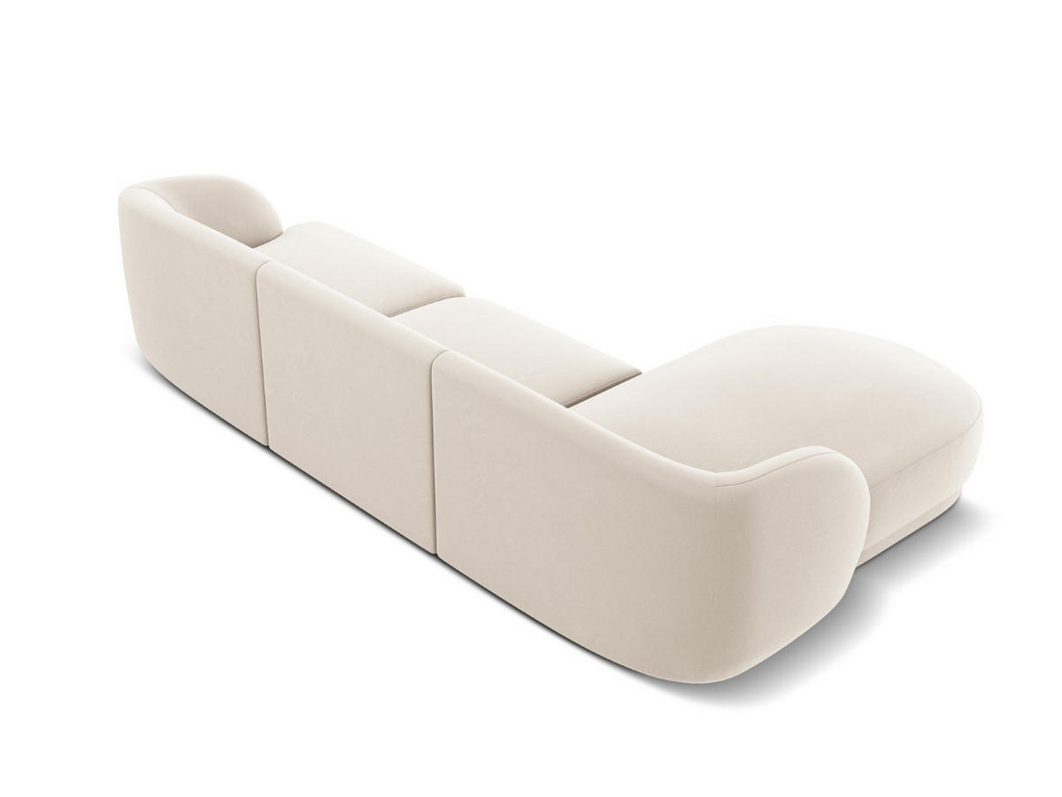ECKSOFA links Miley aus Samt leichtes beige 4 Sitzplätze - Beige, Textil (156/255cm) - Micadoni