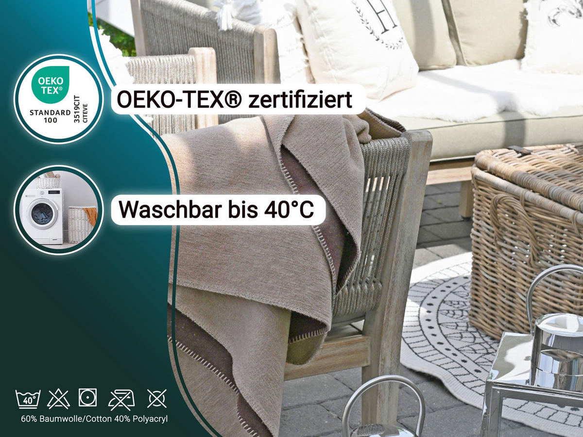 KUSCHELDECKE, 150x200 cm, 60% Baumwolle, 40% Polyacryl, Braun - Dunkelbraun, Naturmaterialien (150/200cm) - Zollner
