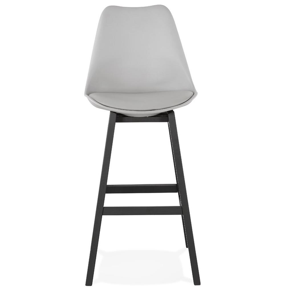 BARHOCKER Kunstleder Eichenholzbeine Sitzhöhe 75cm Skandi-Stil MIRANOX, Grau-Schwarz 56x48x112 cm - Schwarz/Grau, Eichenholz/Kunststoff (48/112/56cm) - KADIMA DESIGN