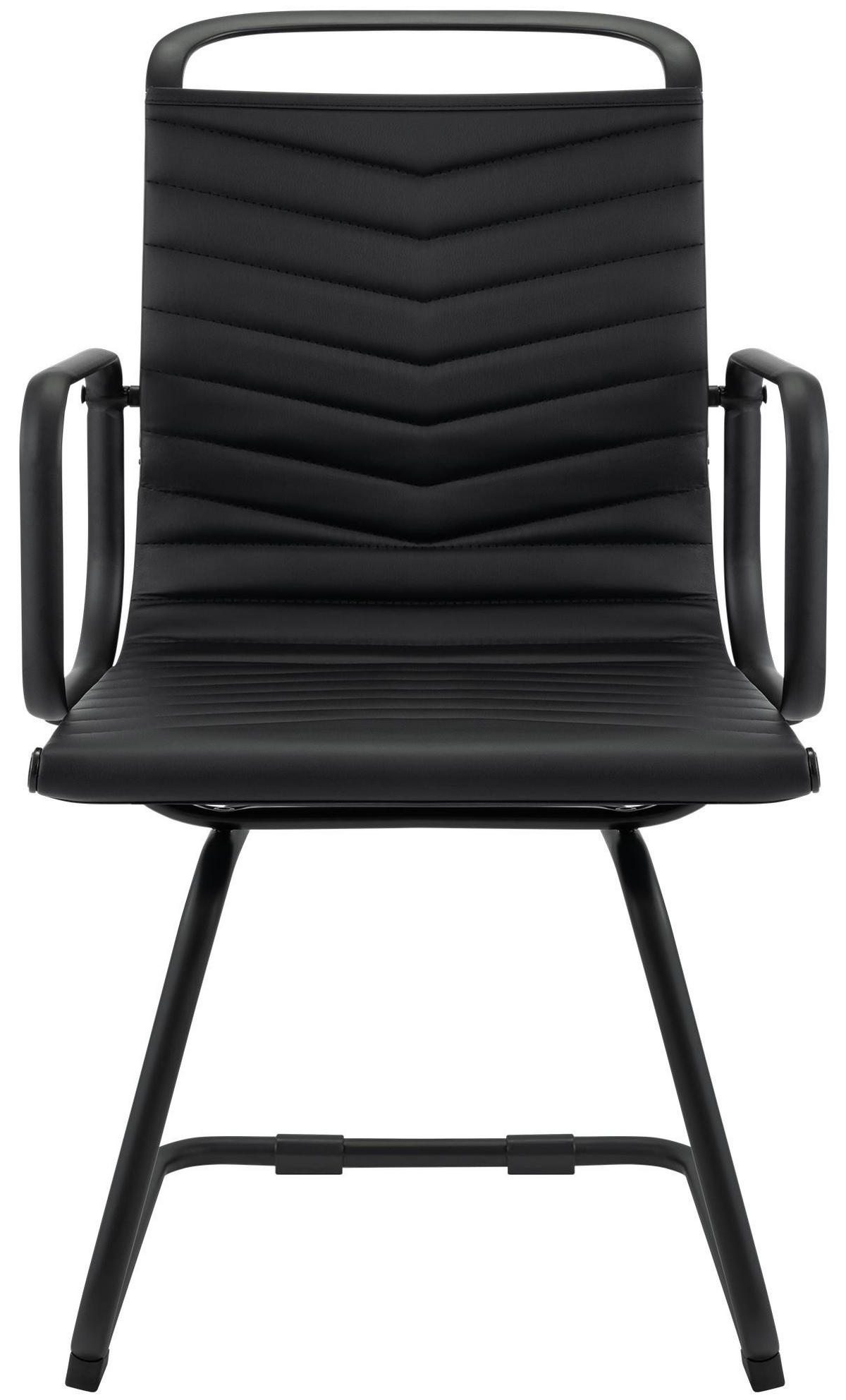 BESUCHERSTUHL Manila Kunstleder Schwarz Konferenzstuhl Bürostuhl - Schwarz, Leder (54/95/60cm) - DELUKE