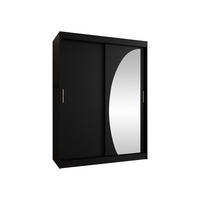SCHWEBETÜRENSCHRANK Wika 150 cm mit Schubladen - Silberfarben/Schwarz, Holzwerkstoff/Kunststoff (150/200/62cm) - MIRJAN24