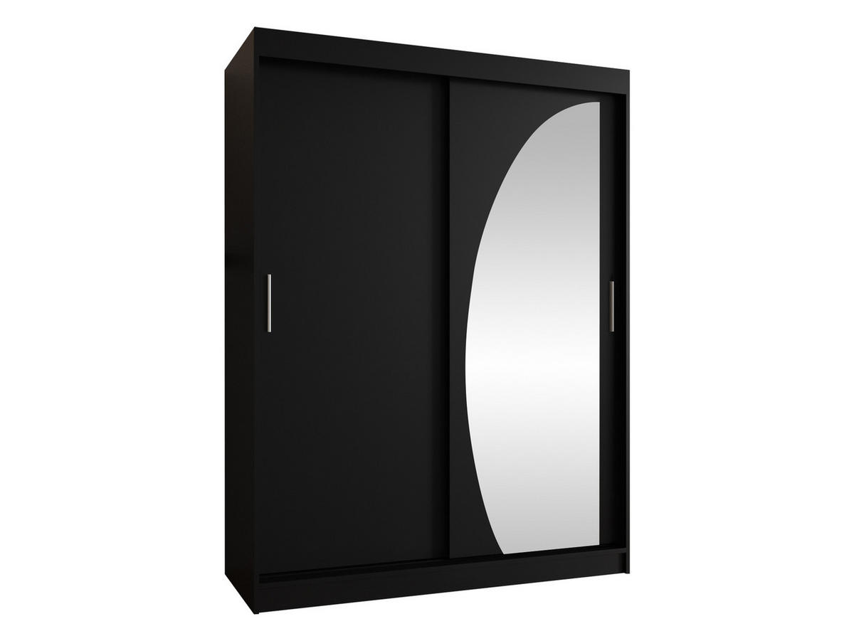 SCHWEBETÜRENSCHRANK Wika 150 cm mit Schubladen - Silberfarben/Schwarz, Holzwerkstoff/Kunststoff (150/200/62cm) - MIRJAN24