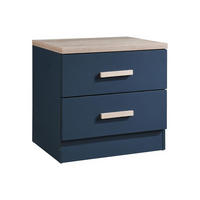 NACHTTISCH mit 2 Schubladen - Blau & Holzfarben - SKAIDO - Blau, Holz (40/50/50cm) - Vente-Unique