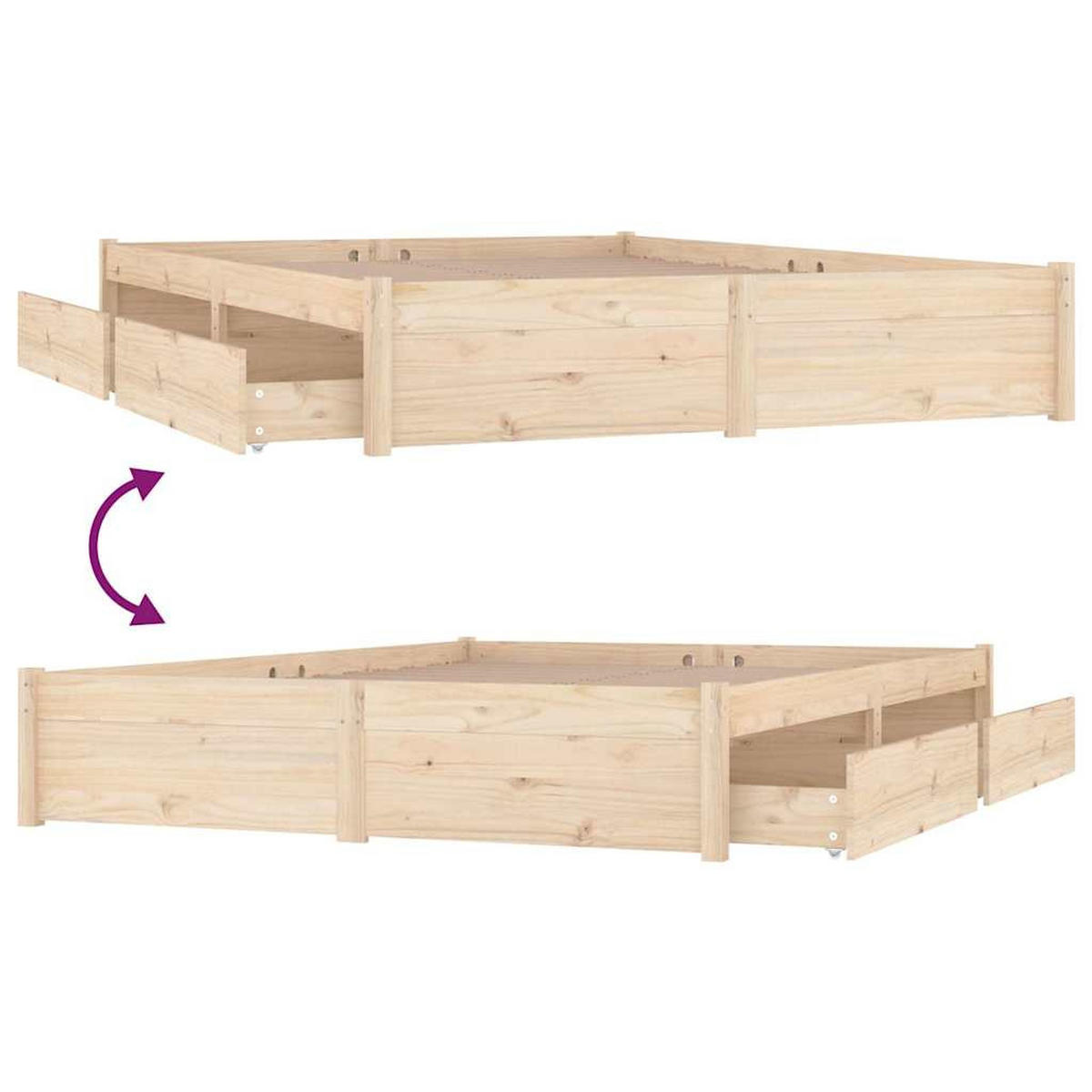 BETT Klock 185.5/205.5 cm - Braun, Holz (180/200cm) - Nettlife